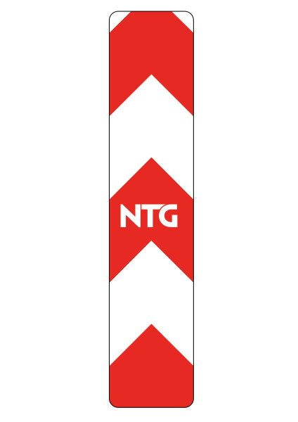 Reflektor NTG, 380 x 80 f&uuml;r St&uuml;tzbein, rot/silber selbstklebend.