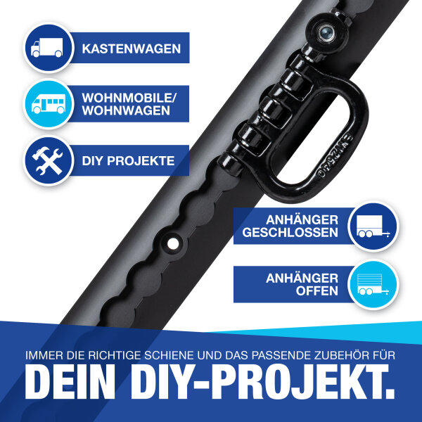 NTG Blackline, Airlineschiene, halbrund 1000mm, schwarz eloxiert