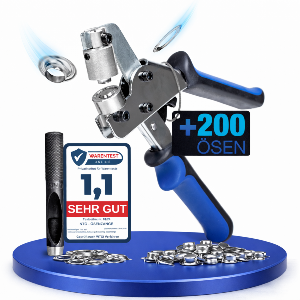 NTG &Ouml;senzange (&Oslash; 10mm) | Magnetische &Ouml;senpresse aus geh&auml;rtetem Stahl | inkl. 200 &Ouml;sen