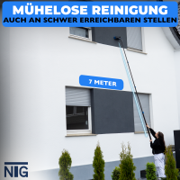 NTG Teleskop Waschb&uuml;rste zur Reinigung von Solaranlagen und Fenstern in 7 Meter Ausf&uuml;hrung mit Wasseranschluss und Seifenspender Teleskopstange Waschb&uuml;rste (Bis 7 Meter)