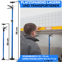 NTG Einhandst&uuml;tze 50-115 cm Bis 30 kg 45&deg; Winkel f&uuml;r Trockenbau, Ausbau, etc. Montagest&uuml;tze Deckenst&uuml;tze Teleskopst&uuml;tze