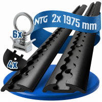 NTG Blackline Set 2x2m Airlineschiene Zurrschiene halbrund Aluminium schwarz Eloxiert, 6x Einfach-Fitting Alu &amp; 4x Endkappe Sparset 1.2