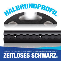 Airlineschiene schwarz halbrund eloxiert 4x 2m, 12x Fitting + 8x Endkappe T&Uuml;V Gepr&uuml;ft