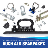 Airlineschiene schwarz halbrund eloxiert 4x 2m, 12x Fitting + 8x Endkappe T&Uuml;V Gepr&uuml;ft