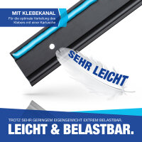 NTG Blackline Set 4x2m Airlineschiene Zurrschiene halbrund Aluminium schwarz Eloxiert, 12x Doppel-Fitting Alu &amp; 8x Endkappe Sparset 3.4