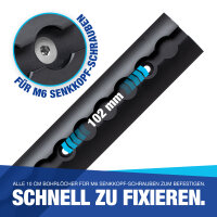 NTG Blackline Set 2x2m Airlineschiene Zurrschiene halbrund Aluminium schwarz Eloxiert, 4x Vierfach-Fitting Alu &amp; 4x Endkappe Sparset 6.2