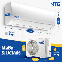 Klimaanlage Split 12000 BTU Vorgef&uuml;llt &amp; Energiesparend Energieklasse A+++ NTG