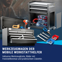 NTG Werkstattwagen Werkzeugwagen mit Werkzeugkiste ohne Werkzeug 8 Schubladen + gro&szlig;es und kleines Fach Kugelgelagerte Schubladen Transportsicherung 1 Rolle mit Feststellbremse