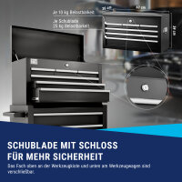 NTG Werkstattwagen Werkzeugwagen mit Werkzeugkiste ohne Werkzeug 8 Schubladen + gro&szlig;es und kleines Fach Kugelgelagerte Schubladen Transportsicherung 1 Rolle mit Feststellbremse