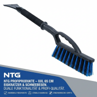 NTG Eiskratzer mit Schneeb&uuml;rste Eisbrecher und Schaumstoffgriff Ergonomischer Profi Scheibenkratzer Zwei Griffe 65 cm lang Stabiler Eiskratzer Dickes Material