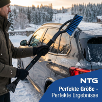 NTG Eiskratzer mit Schneeb&uuml;rste Eisbrecher und Schaumstoffgriff Ergonomischer Profi Scheibenkratzer Zwei Griffe 65 cm lang Stabiler Eiskratzer Dickes Material
