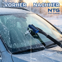 NTG Eiskratzer mit Schneeb&uuml;rste Eisbrecher und Schaumstoffgriff Ergonomischer Profi Scheibenkratzer Zwei Griffe 65 cm lang Stabiler Eiskratzer Dickes Material