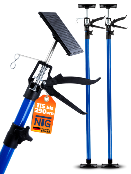 NTG Einhandst&uuml;tze 2 St&uuml;ck 115-290 cm Bis 30 kg 45&deg; Winkel f&uuml;r Trockenbau, Ausbau, etc. Montagest&uuml;tze Deckenst&uuml;tze Teleskopst&uuml;tze