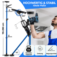 NTG Einhandst&uuml;tze 2 St&uuml;ck 115-290 cm Bis 30 kg 45&deg; Winkel f&uuml;r Trockenbau, Ausbau, etc. Montagest&uuml;tze Deckenst&uuml;tze Teleskopst&uuml;tze