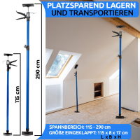 NTG Einhandst&uuml;tze 2 St&uuml;ck 115-290 cm Bis 30 kg 45&deg; Winkel f&uuml;r Trockenbau, Ausbau, etc. Montagest&uuml;tze Deckenst&uuml;tze Teleskopst&uuml;tze