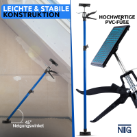 NTG Einhandst&uuml;tze 2 St&uuml;ck 115-290 cm Bis 30 kg 45&deg; Winkel f&uuml;r Trockenbau, Ausbau, etc. Montagest&uuml;tze Deckenst&uuml;tze Teleskopst&uuml;tze
