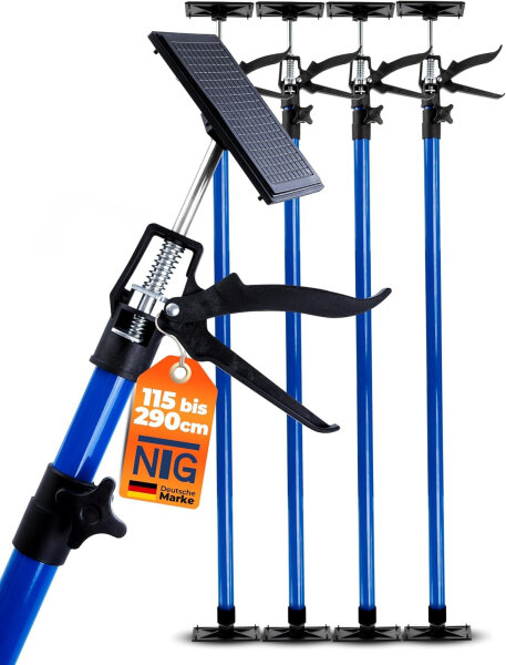 NTG Einhandst&uuml;tze 4 St&uuml;ck 50-115 cm Bis 30 kg 45&deg; Winkel f&uuml;r Trockenbau, Ausbau, etc. Montagest&uuml;tze Deckenst&uuml;tze Teleskopst&uuml;tze