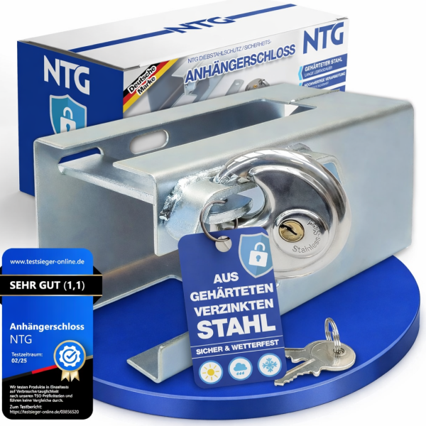 NTG Anh&auml;ngerschloss, Kupplungsschloss | verzinkt und witterungsbest&auml;ndig