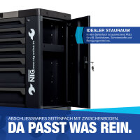 Werkstattwagen inkl. Werkzeug - Black Edition - 247 Teile + Seitenfach