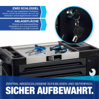 Werkstattwagen inkl. Werkzeug - Black Edition - 252 Teile + Seitenfach