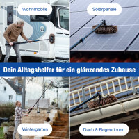 NTG Teleskopwaschb&uuml;rste Pro mit weichen Borsten und Fensterabzieher zur Reinigung von Autos, Solaranlagen und Fenstern in 7 Meter Ausf&uuml;hrung mit Wasseranschluss und Seifenspender Teleskopstange Waschb&uuml;rste (Bis 7 Meter)