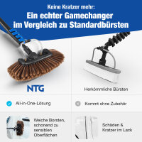 NTG Teleskopwaschb&uuml;rste Pro mit weichen Borsten und Fensterabzieher zur Reinigung von Autos, Solaranlagen und Fenstern in 7 Meter Ausf&uuml;hrung mit Wasseranschluss und Seifenspender Teleskopstange Waschb&uuml;rste (Bis 7 Meter)