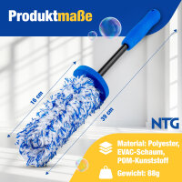 NTG Mikrofaser Felgenb&uuml;rste 1St&uuml;ck &ndash; Wechselbarer B&uuml;rstenbezug f&uuml;r Schonende Felgenreinigung bis ins Felgenbett Ideal f&uuml;r Alu,-Stahlfelgen (1x Felgenb&uuml;rste)