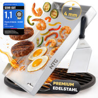 Plancha Grillplatte Edelstahl 40&times;30 cm + Spachtel I...