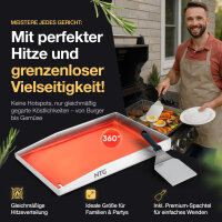 Plancha Grillplatte Edelstahl 40&times;30 cm + Spachtel I...