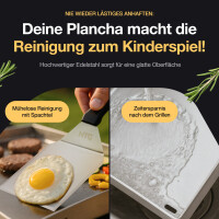 Plancha Grillplatte Edelstahl 40&times;30 cm + Spachtel I Rostfrei &amp; formstabil NTG