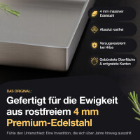 Plancha Grillplatte Edelstahl 40&times;30 cm + Spachtel I Rostfrei &amp; formstabil NTG