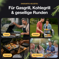 Plancha Grillplatte Edelstahl 40&times;30 cm + Spachtel I Rostfrei &amp; formstabil NTG