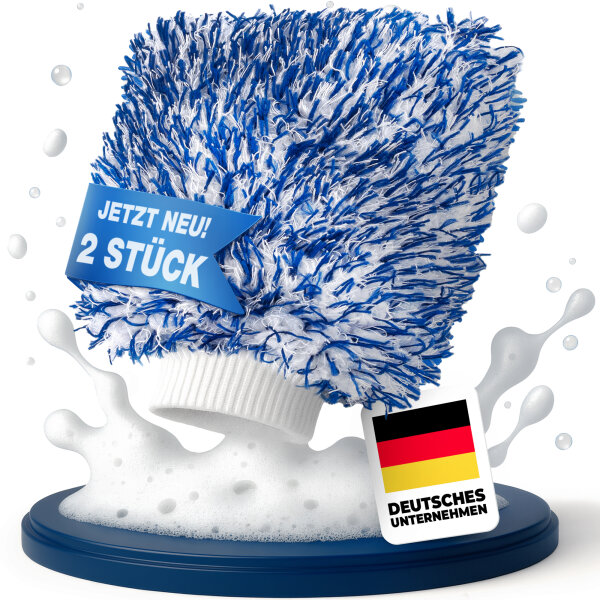 NTG Autowaschhandschuh Mikrofaser 25&times;18 cm &ndash; Ultraweich &amp; extrem saugstark &ndash; 2-Seiten Auto-Reinigungshandschuh f&uuml;r Lack, Glas &amp; Felgen mit sicherem Sitz entfernt Insekten (2-teiliges Set)