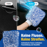 NTG Autowaschhandschuh Mikrofaser 25&times;18 cm &ndash; Ultraweich &amp; extrem saugstark &ndash; 2-Seiten Auto-Reinigungshandschuh f&uuml;r Lack, Glas &amp; Felgen mit sicherem Sitz entfernt Insekten (2-teiliges Set)