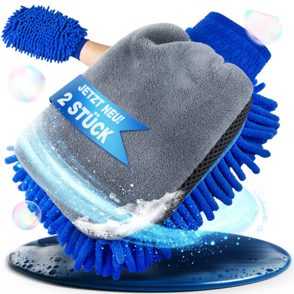 2x NTG Reinigungshandschuh eine Seite Frotte und eine Seite Microfaser 20 x 16 cm