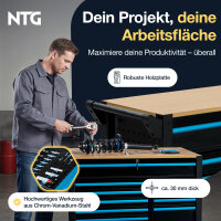 Werkzeugwagen XXL inkl. 471 tlg. Werkzeug, 12 Schubladen mit Holzplatte