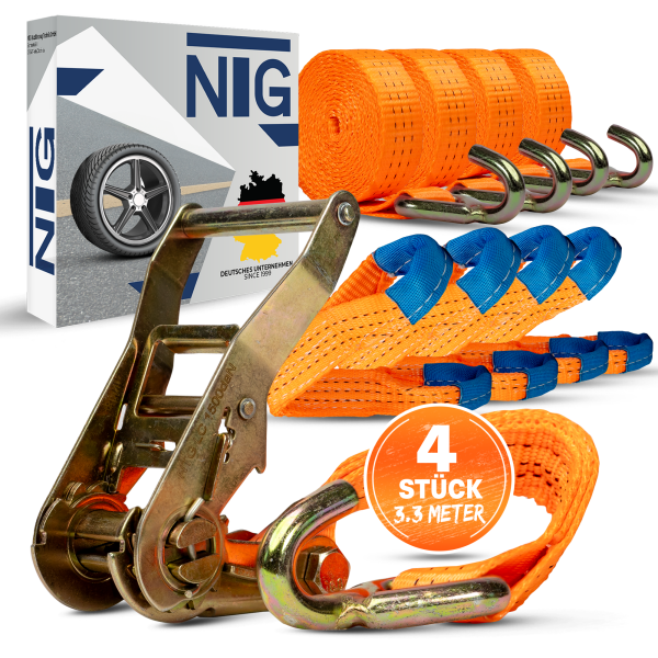 Spanngurte Autotransport Zurrgurte Gurt 4 St&uuml;ck Set Reifengurt Anh&auml;nger PKW DIN