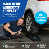 Auffahrrampe PKW Auffahrrampen (2er Set) bis 3000 kg Hochbelastbare Auffahrkeile aus Kunststoff Antirutsch + Stapelbar