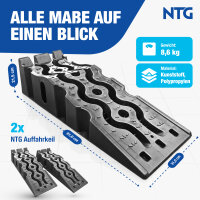 Auffahrrampe PKW Auffahrrampen (2er Set) bis 3000 kg Hochbelastbare Auffahrkeile aus Kunststoff Antirutsch + Stapelbar