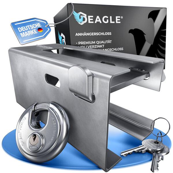 Anh&auml;ngerschloss Deichselschloss Verzinkt + ABUS Schloss Optimaler Schutz Deagle
