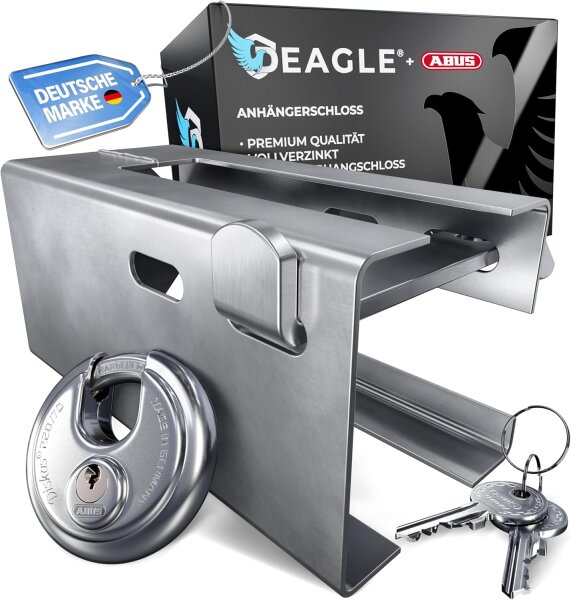 Anh&auml;ngerschloss Deichselschloss Verzinkt + ABUS Schloss Optimaler Schutz Deagle