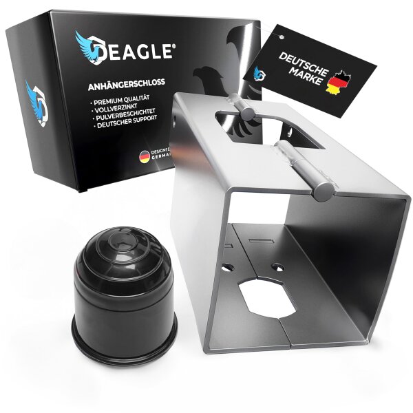 Anh&auml;ngerschloss Deichselschloss Verzinkt &amp; Pulverbeschichtet + AHK Kappe Deagle