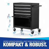 Werkzeugwagen inkl. Werkzeug 70 Teile + gro&szlig;es Fach - BLACK