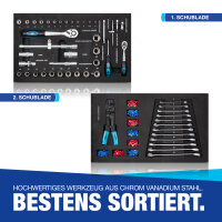 Werkzeugwagen inkl. Werkzeug 70 Teile + gro&szlig;es Fach - BLACK