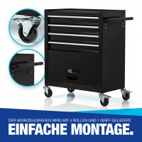 Werkzeugwagen + gro&szlig;es Fach / Leer ohne Werkzeug Farbe Schwarz