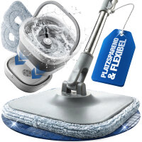 NTG Wischmopp-Set mit zusammenfaltbarem Flex-Eimer mit 123 cm Teleskopstange, Mikrofaser-Wischpads &ndash; f&uuml;r alle Bodenarten