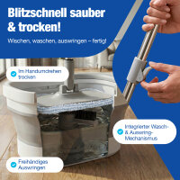 NTG Wischmopp-Set mit zusammenfaltbarem Flex-Eimer mit 123 cm Teleskopstange, Mikrofaser-Wischpads &ndash; f&uuml;r alle Bodenarten