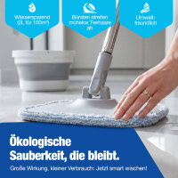 NTG Wischmopp-Set mit zusammenfaltbarem Flex-Eimer mit 123 cm Teleskopstange, Mikrofaser-Wischpads &ndash; f&uuml;r alle Bodenarten