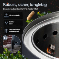 Flammenwerk Raucharmes Tischfeuer f&uuml;r Pellets &amp; Holz &ndash; Kompaktes Outdoor-Flammenfeuer mit Luftregulierung, Edelstahl-Design &amp; Tragetasche &ndash; Perfekt f&uuml;r Balkon, Terrasse &amp; Camping