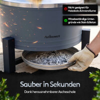 Flammenwerk Raucharmes Holz- &amp; Pellet-Feuerstelle mit Grillrost &ndash; Patentierte Smokeless-Technologie, Dual-Fuel System, Edelstahl &amp; Stahl &ndash; Outdoor Feuerstelle &amp; Grill f&uuml;r Garten, Terrasse &amp; Camping